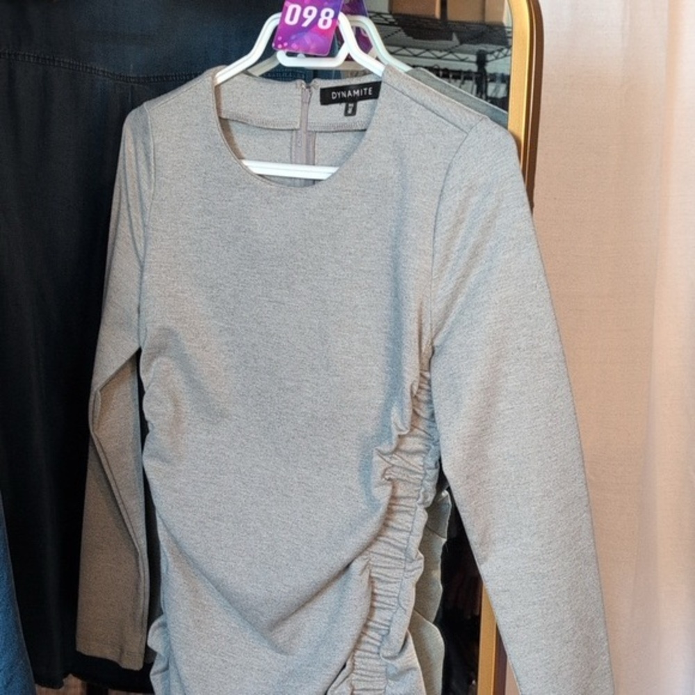 Dynamite Light Gray Ruched Top